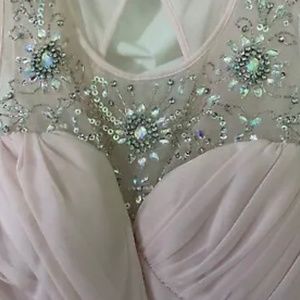 B Darlin Prom Homecoming Formal Dress Light Pink Color, Stone Décor Size 11/12